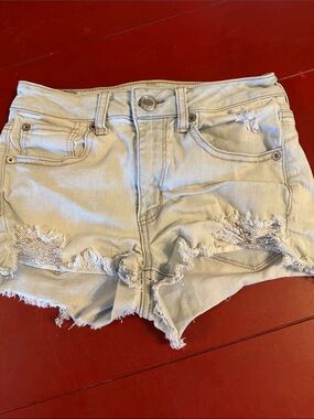 American Eagle Outfitters Light Beige Distressed Denim Shorts size 2